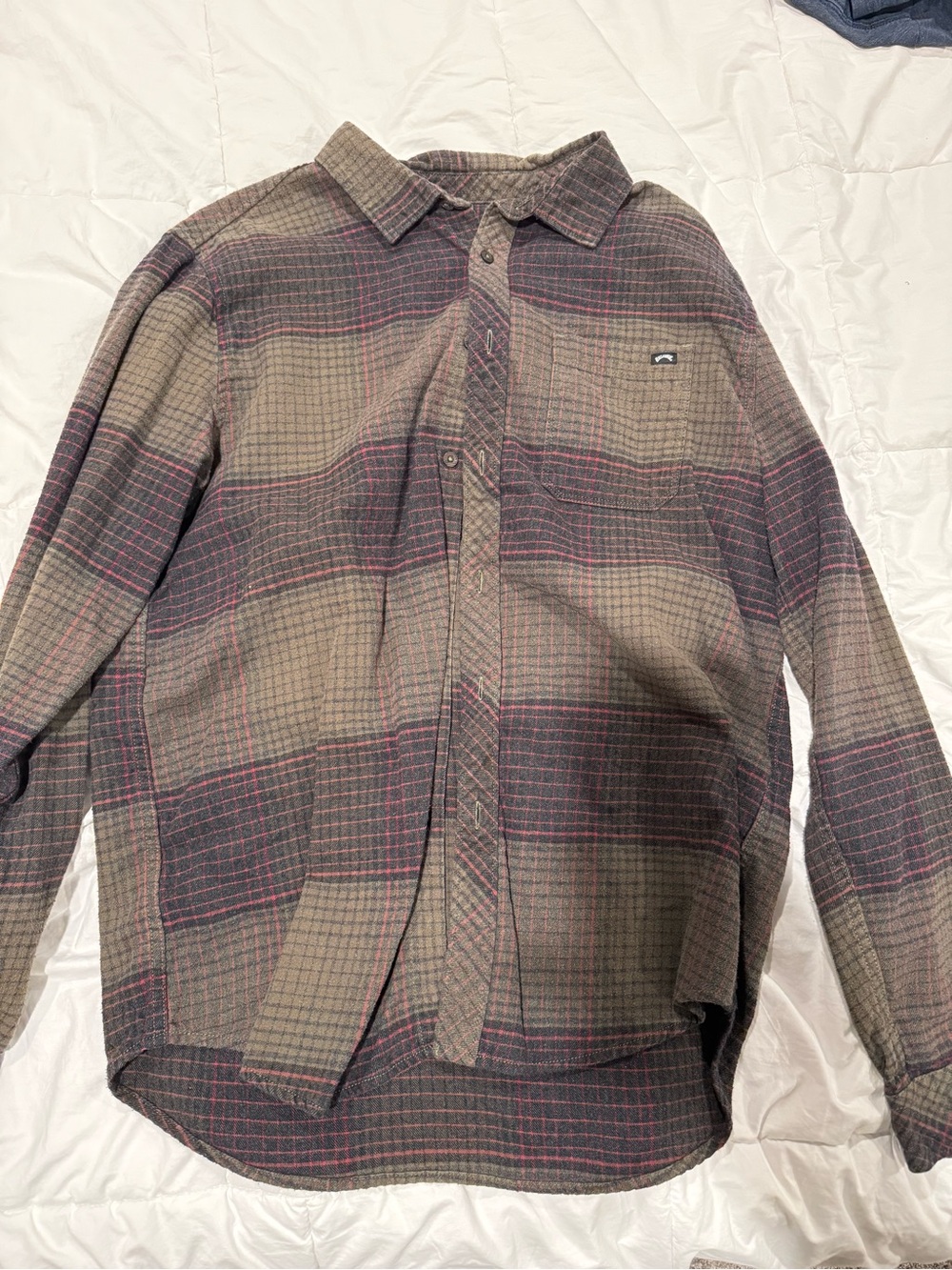 Burton Olive Green and Dark Plum Plaid Button-Down Shirt